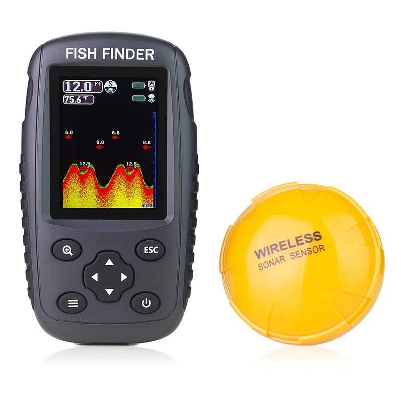 Venterior Portable Rechargeable Fish Finder Wireless Sonar Sensor Fishfinder Depth Locator with Fish Size, Temperature, Bottom Contour, Color Display - Image 1